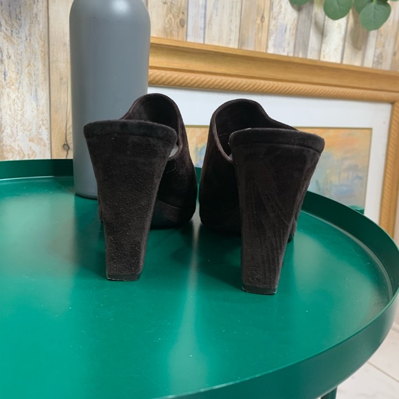 Gianni Bini Mules Clogs Shoes Brown Suede Leather Block Heel - Picture 4 of 7